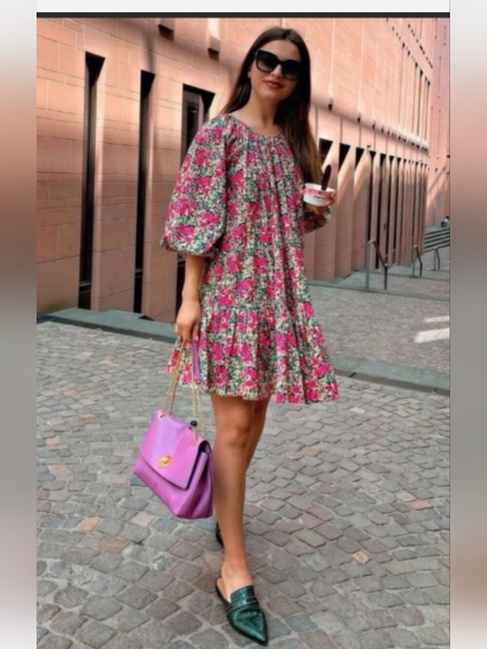 Zara Puff Shoulder Print Floral Mini Dress 6895/051 Size Medium